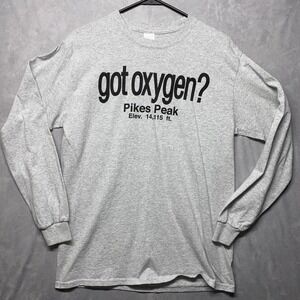 Gray 'Got Oxygen?'‎ Pikes Peak T-Shirt Long Sleeve Mens Medium / Womens Large